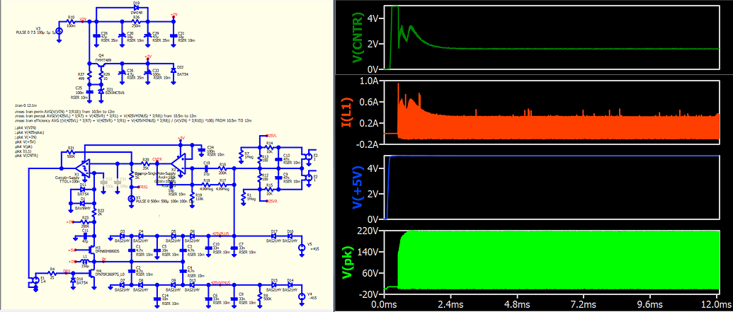 Slow simulation on switching power supply (hours), Simulation and plot ...