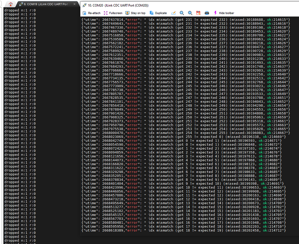 Idx mismatch error in streaming RX and TX example - Ultra-Wideband ...