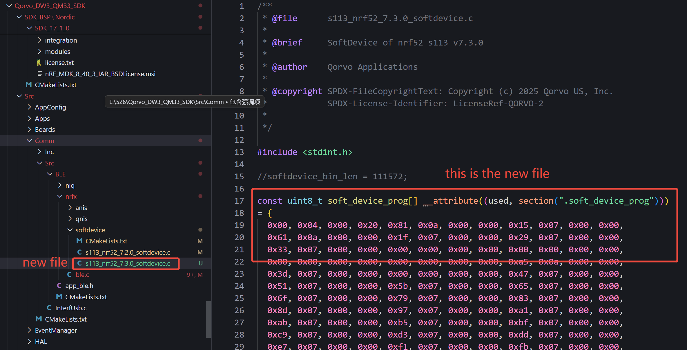 In SDK v1.1.1 QANI example, issues on upgrading softdevice from v7.2.0 ...